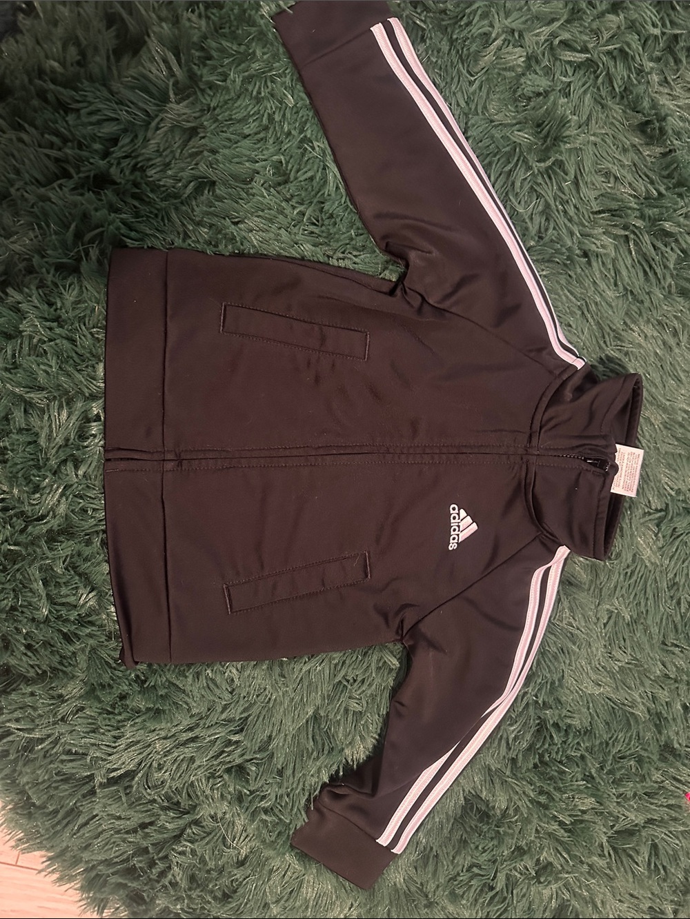 adidas Black Track Jacket with White Stripes baby 12 months